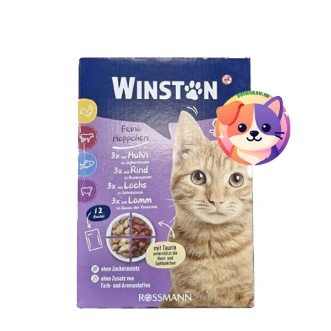 پوچ گربه وینستون Winston Meal Pack چهار طعم - بسته ۱۲ عددی