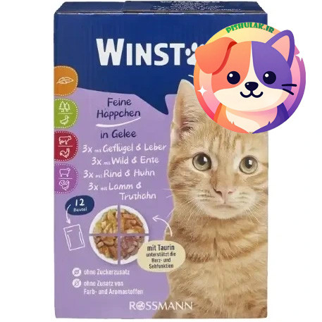 پوچ گربه وینستون Winston Meal Pack چهار طعم - بسته ۱۲ عددی